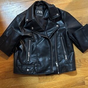 Zara Black Faux Leather Moto Jacket